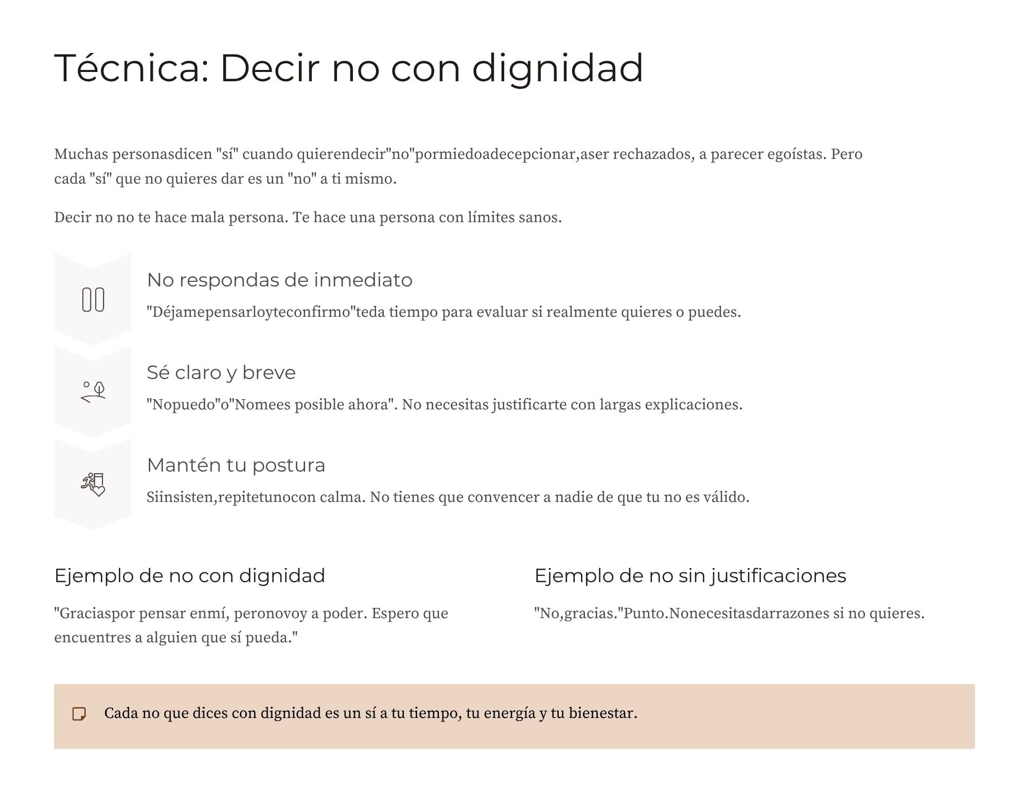 Autocuidado y Respeto Propio