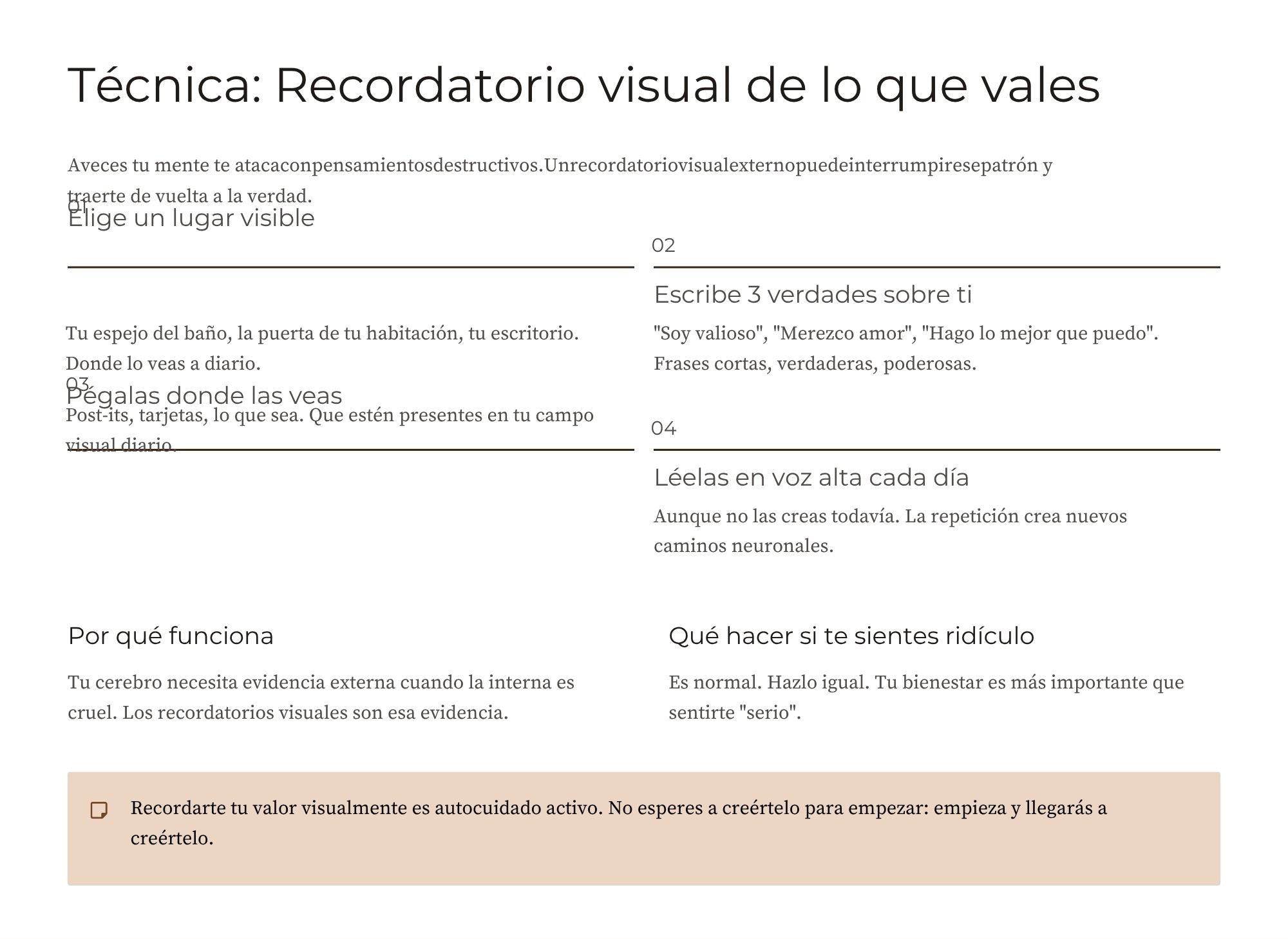 Autocuidado y Respeto Propio