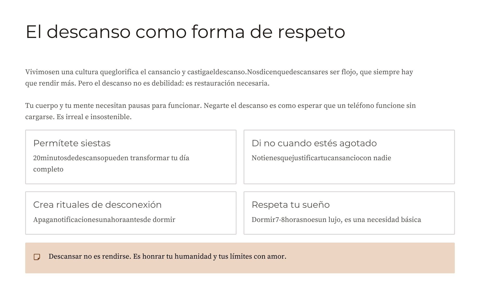 Autocuidado y Respeto Propio