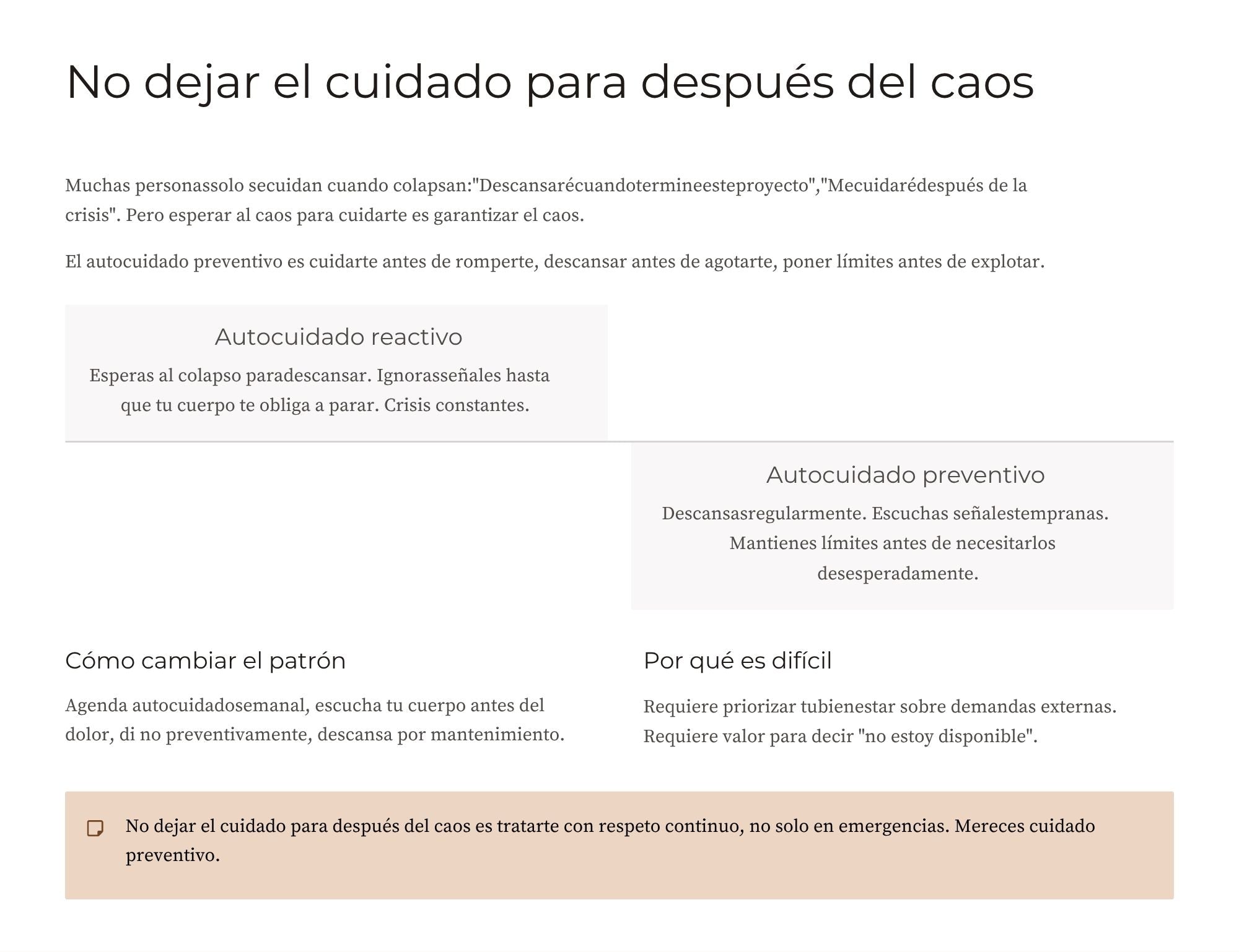 Autocuidado y Respeto Propio